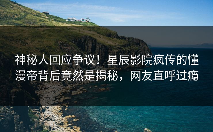 神秘人回应争议!星辰影院疯传的懂漫帝背后竟然是揭秘,网友直呼过瘾