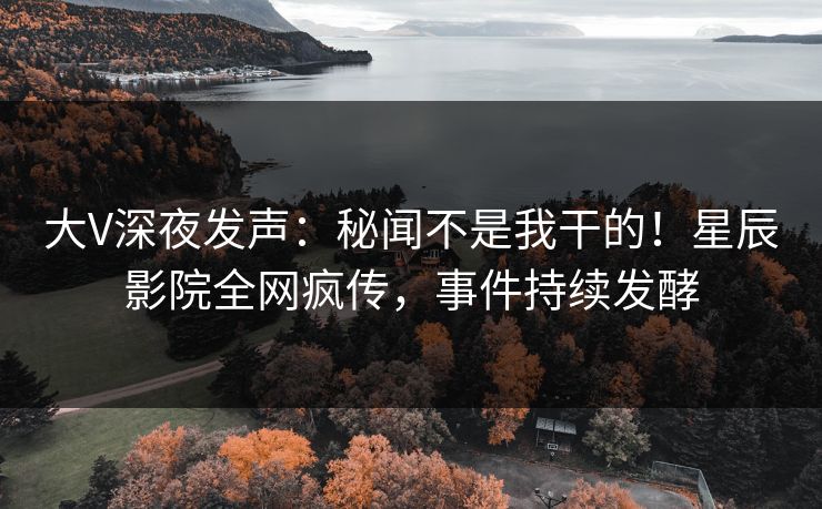 大V深夜发声：秘闻不是我干的！星辰影院全网疯传，事件持续发酵