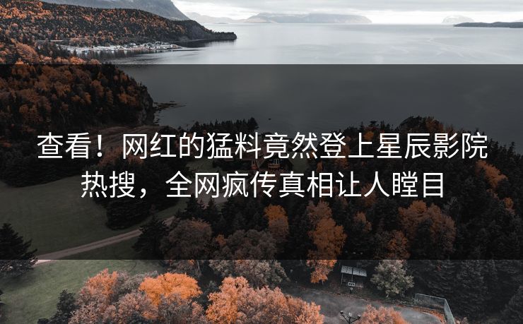 查看！网红的猛料竟然登上星辰影院热搜，全网疯传真相让人瞠目